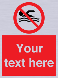 Custom No swimming prohibition Sign